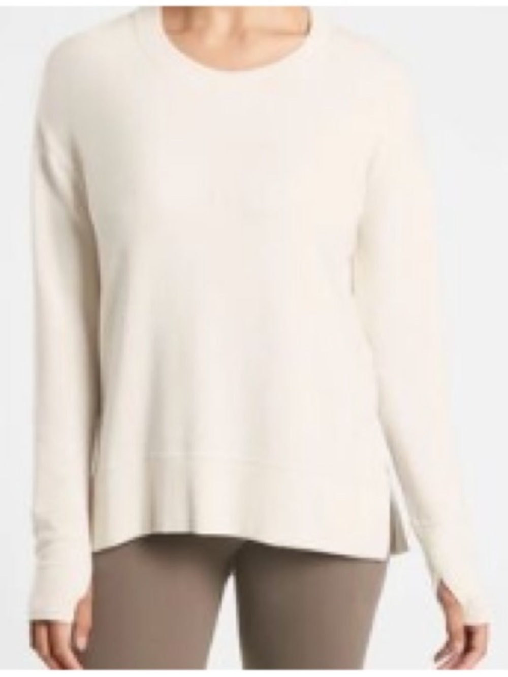 Athleta Coastal Luxe Sweatshirt Heathered Light Beige sz XS